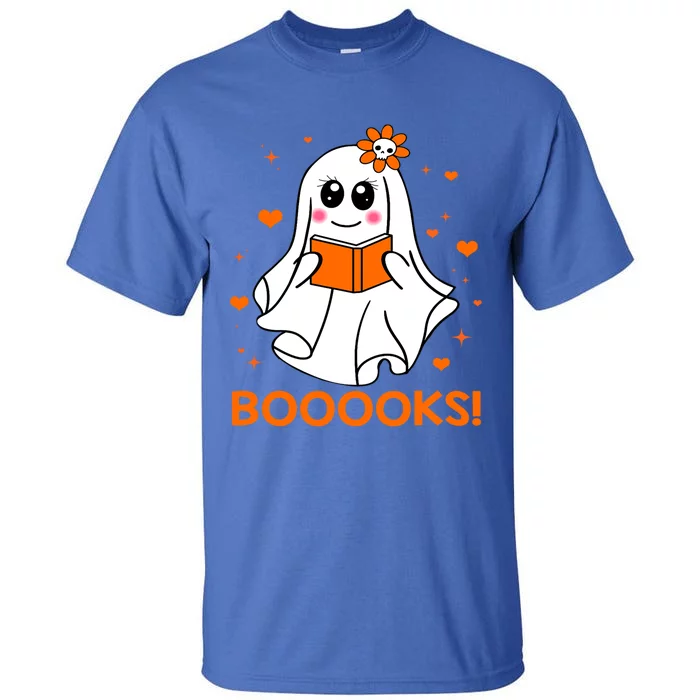 Booooks Cute Ghost Boo Reading Library Books Halloween Funny Gift Tall T-Shirt