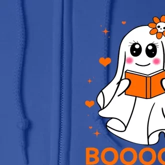 Booooks Cute Ghost Boo Reading Library Books Halloween Funny Gift Full Zip Hoodie