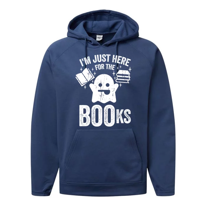 Booooks Cute Ghost Reading Books Halloween Gift Performance Fleece Hoodie