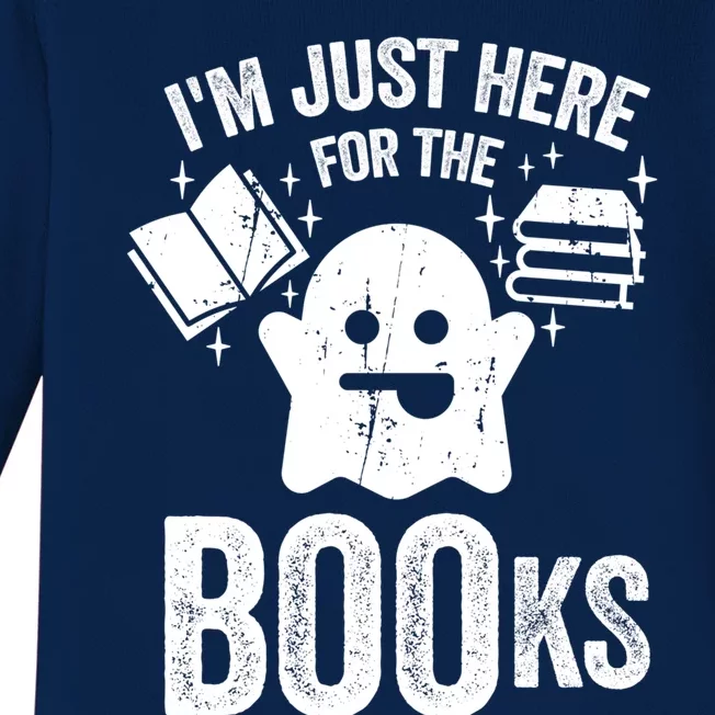 Booooks Cute Ghost Reading Books Halloween Gift Baby Long Sleeve Bodysuit