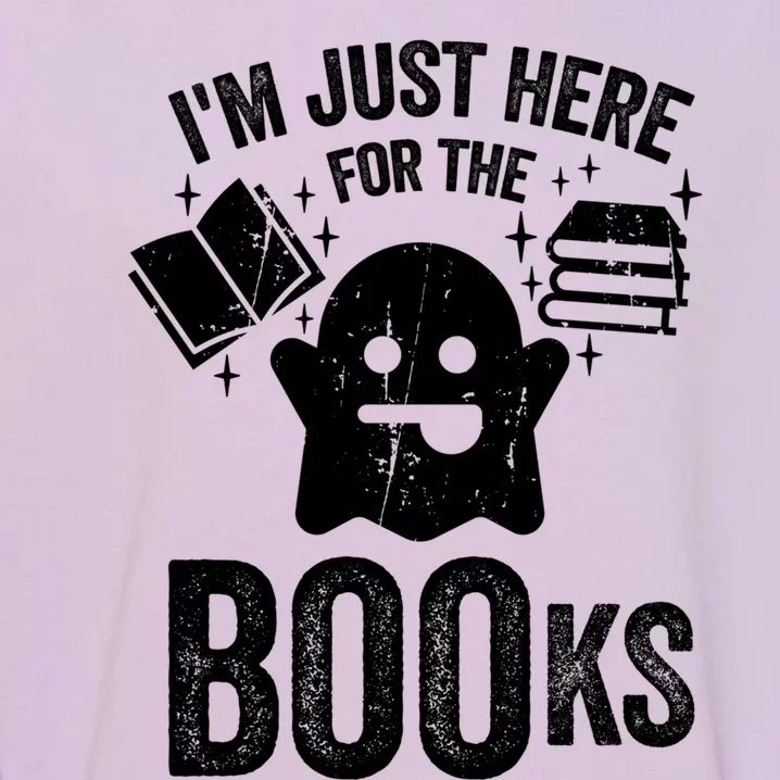 Booooks Cute Ghost Reading Books Halloween Gift Garment-Dyed Sweatshirt