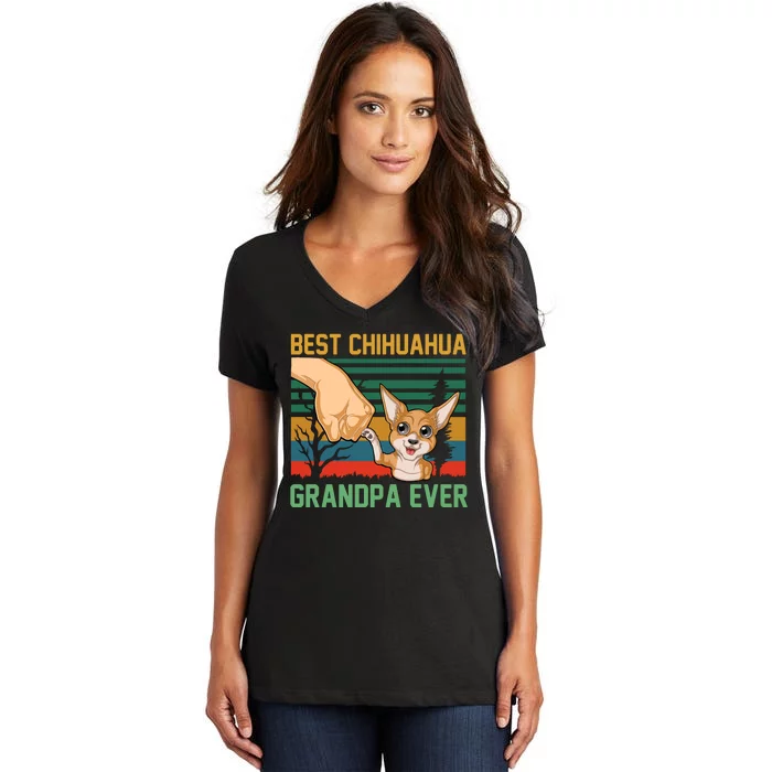 Best Chihuahua Grandpa Ever Women's V-Neck T-Shirt