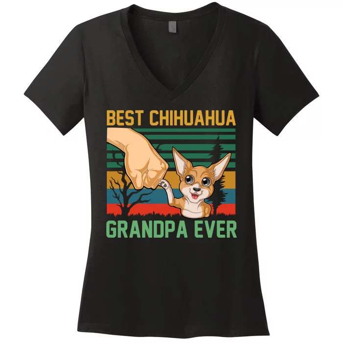 Best Chihuahua Grandpa Ever Women's V-Neck T-Shirt