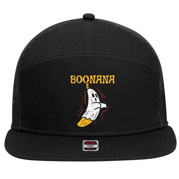 Boonana Cute Ghost Banana Halloween Costume 7 Panel Mesh Trucker Snapback Hat