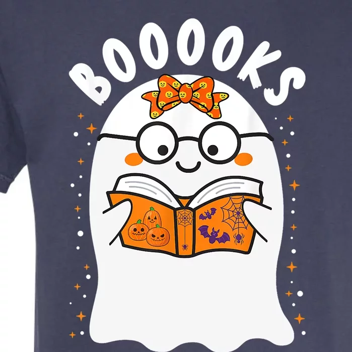 Booooks! Cute Ghost Reading Library Books Teacher Halloween Gift Garment-Dyed Heavyweight T-Shirt