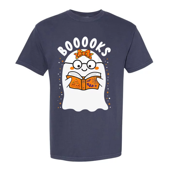 Booooks! Cute Ghost Reading Library Books Teacher Halloween Gift Garment-Dyed Heavyweight T-Shirt