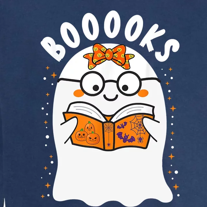 Booooks! Cute Ghost Reading Library Books Teacher Halloween Gift Garment-Dyed Sweatshirt