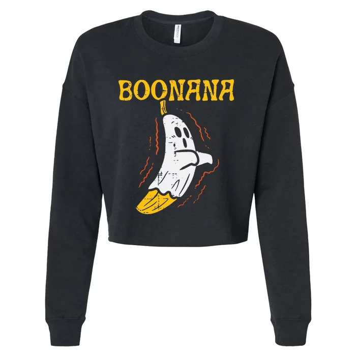 Boonana Cute Ghost Banana Halloween Costume Cropped Pullover Crew