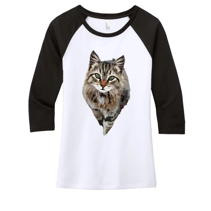 Brown Cat Green Eyes Cats Tee Gifts Women's Tri-Blend 3/4-Sleeve Raglan Shirt