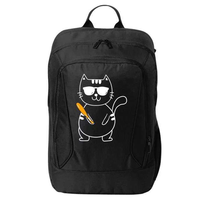 Baseball Cat Gift Funny Baseball Player Baseballer Gift City Backpack