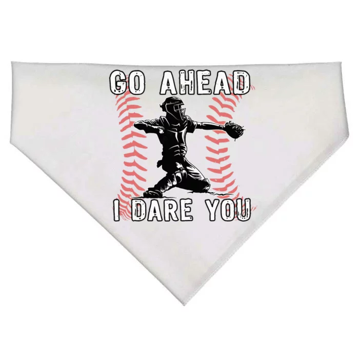 Baseball Catcher Go Ahead I Dare You USA-Made Doggie Bandana