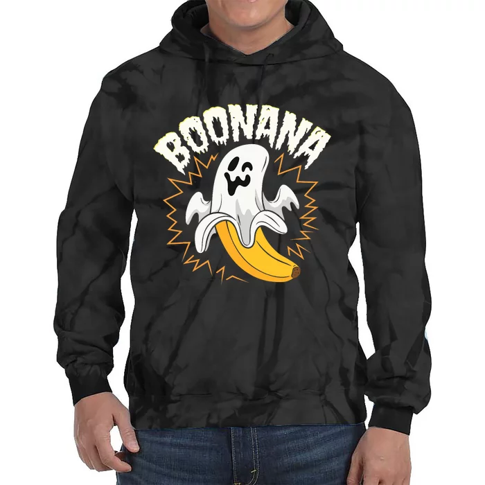 Boonana Cute Ghost Banana Halloween Costume Tie Dye Hoodie