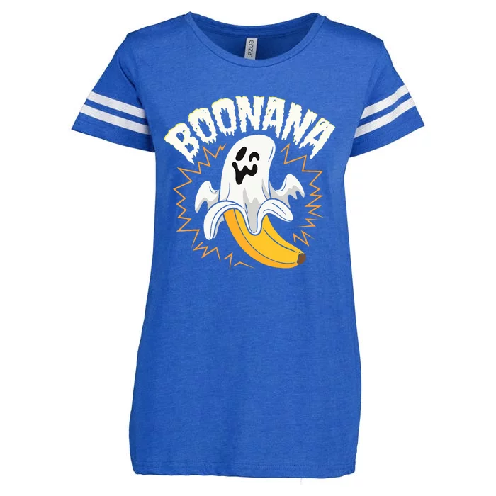 Boonana Cute Ghost Banana Halloween Costume Enza Ladies Jersey Football T-Shirt