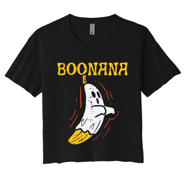 Boonana Cute Ghost Banana Halloween Costume Women's Crop Top Tee