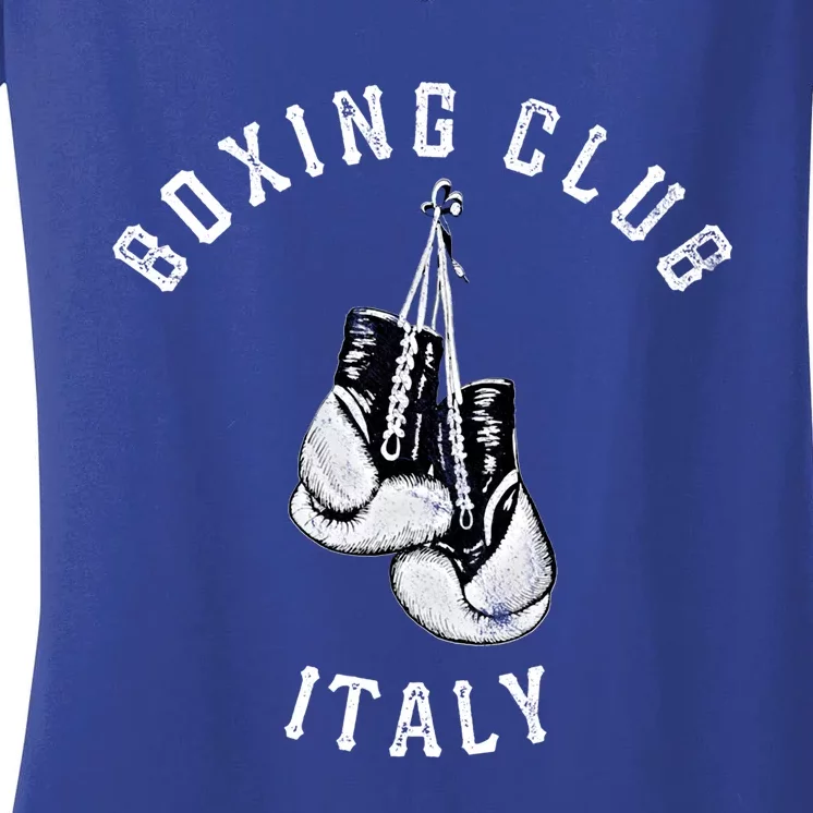 Boxing Club Gift Italy Gloves Fighter Italian Gift Women's V-Neck T-Shirt