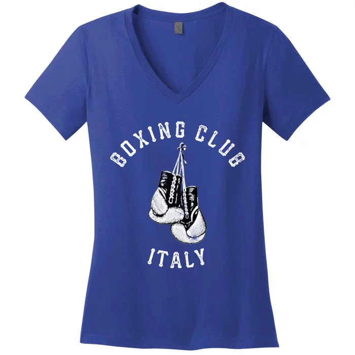 Boxing Club Gift Italy Gloves Fighter Italian Gift Women's V-Neck T-Shirt