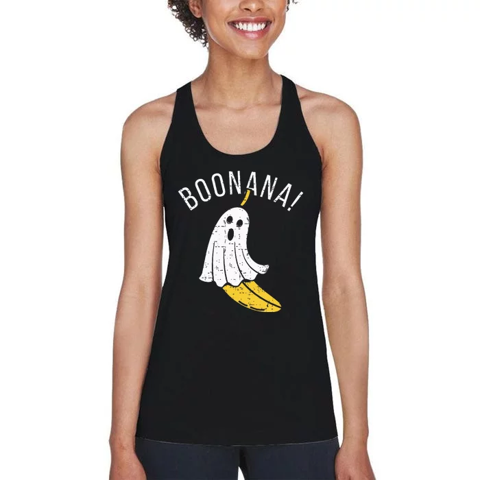 Boonana Cute Ghost Banana Halloween Costume Women's Racerback Tank