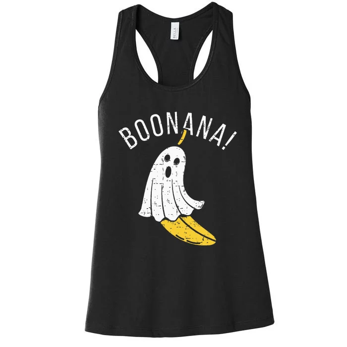 Boonana Cute Ghost Banana Halloween Costume Women's Racerback Tank