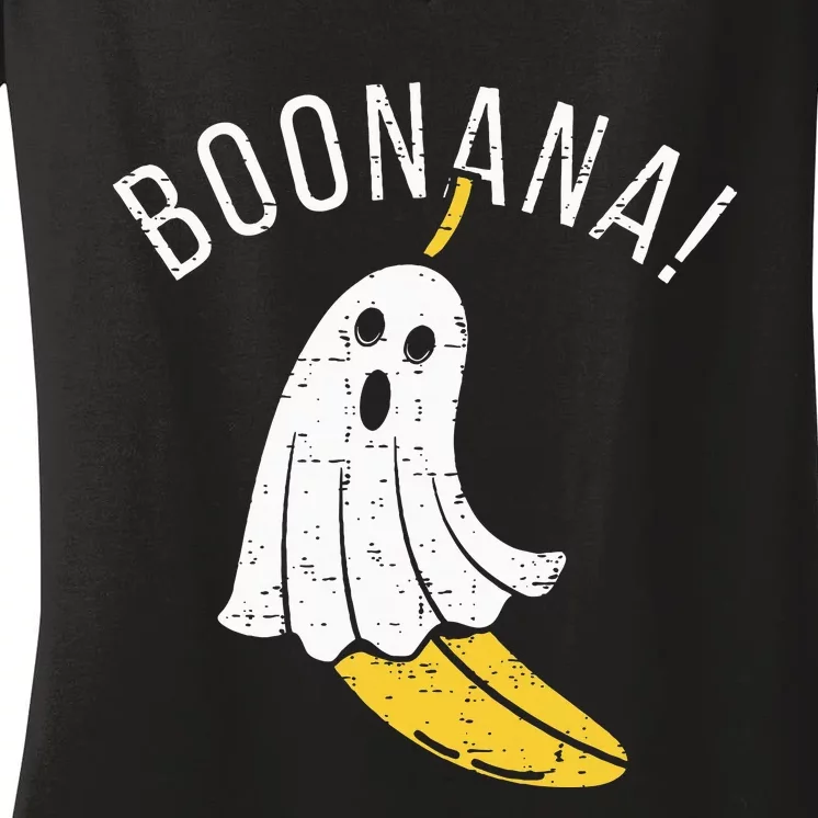 Boonana Cute Ghost Banana Halloween Costume Women's V-Neck T-Shirt