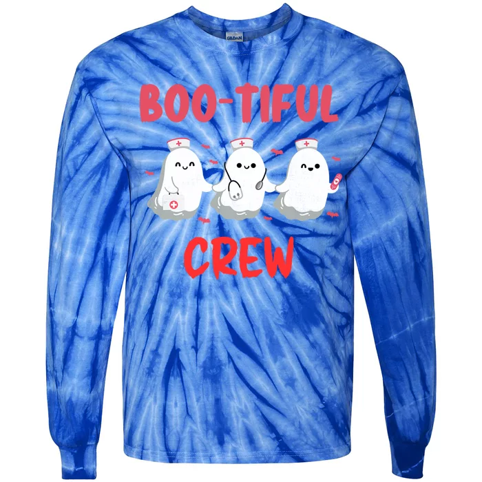 Boo Crew Ghost Halloween Paramedic Nurse Spooky Costume Cute Gift Tie-Dye Long Sleeve Shirt