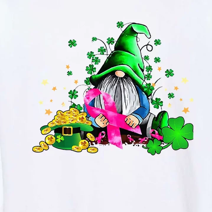 Breast Cancer Gnome St Patricks Day Pink Ribbon Awareness Garment-Dyed Sweatshirt