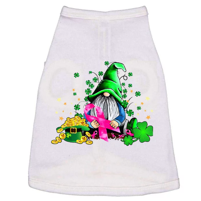 Breast Cancer Gnome St Patricks Day Pink Ribbon Awareness Doggie Tank