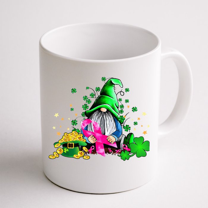 Breast Cancer Gnome St Patricks Day Pink Ribbon Awareness Front & Back Coffee Mug