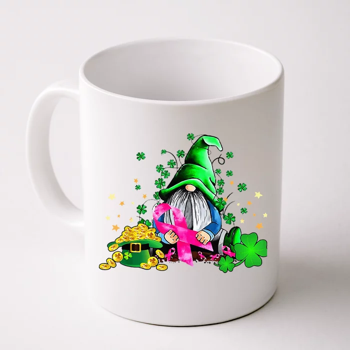 Breast Cancer Gnome St Patricks Day Pink Ribbon Awareness Front & Back Coffee Mug