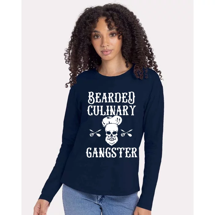 Bearded Culinary Gangster Vintage Cooking Guru Womens Cotton Relaxed Long Sleeve T-Shirt