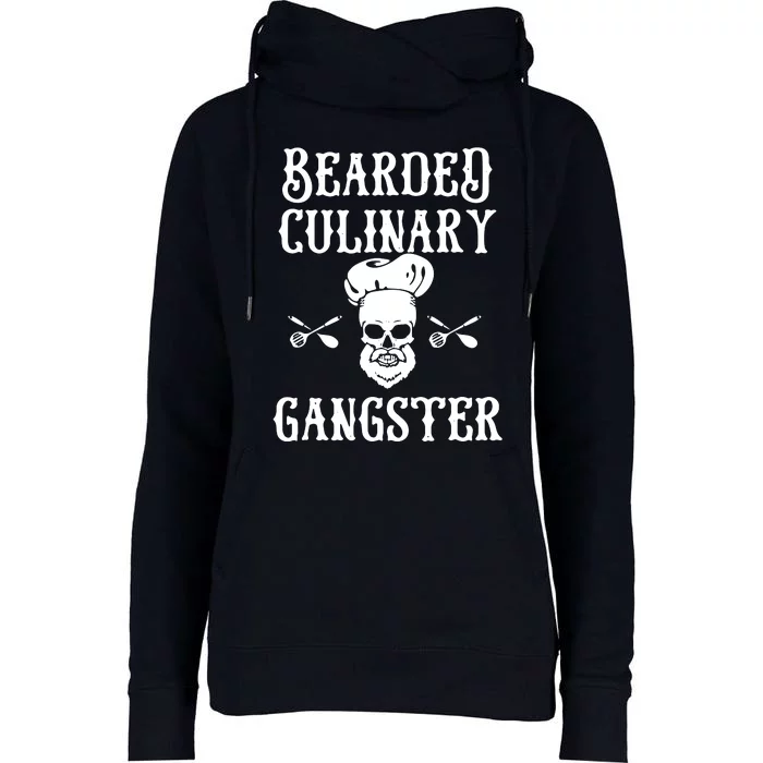 Bearded Culinary Gangster Vintage Cooking Guru Womens Funnel Neck Pullover Hood