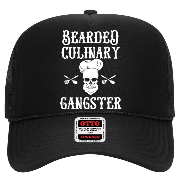 Bearded Culinary Gangster Vintage Cooking Guru Gift High Crown Mesh Trucker Hat