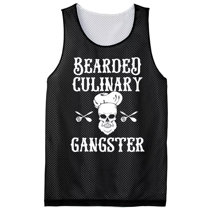 Bearded Culinary Gangster Vintage Cooking Guru Gift Mesh Reversible Basketball Jersey Tank