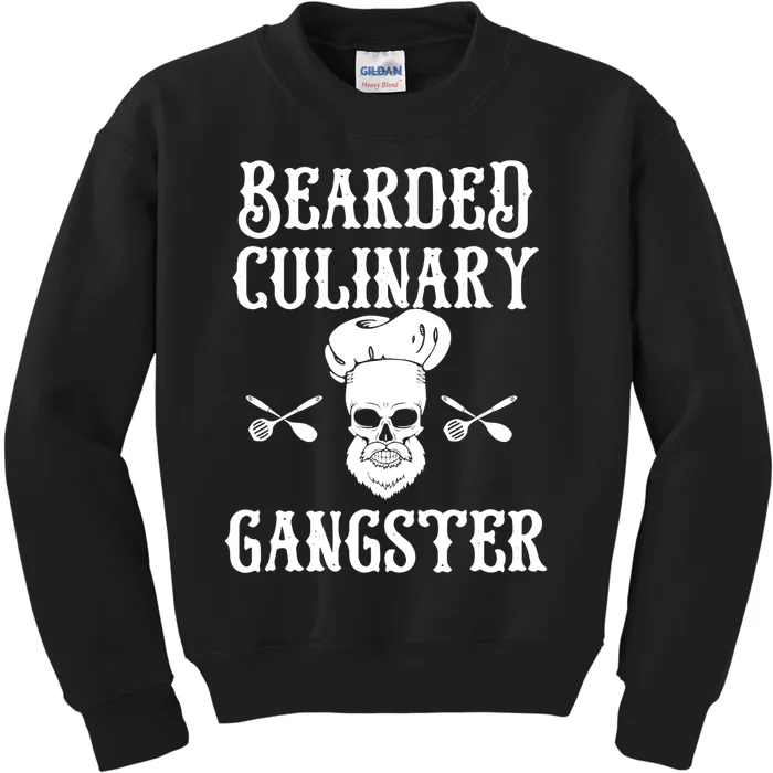 Bearded Culinary Gangster Vintage Cooking Guru Gift Kids Sweatshirt