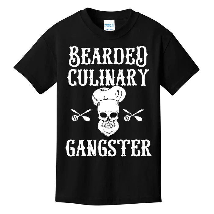 Bearded Culinary Gangster Vintage Cooking Guru Gift Kids T-Shirt