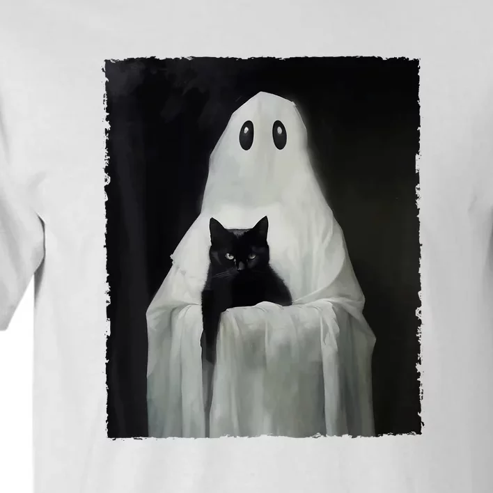 Black Cat Ghost Halloween Spooky Season Costume Gift Tall T-Shirt