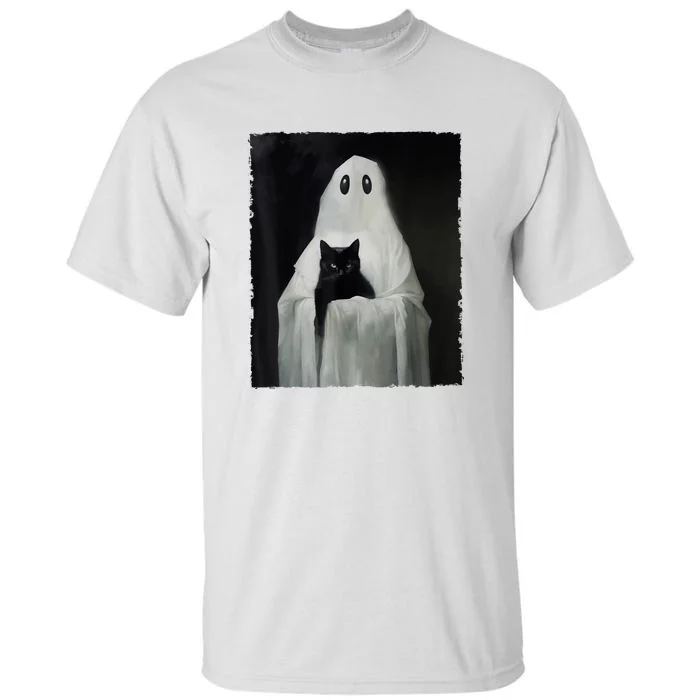 Black Cat Ghost Halloween Spooky Season Costume Gift Tall T-Shirt