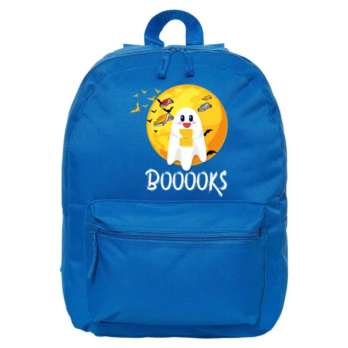 Booooks Cute Ghost Reading Books Teacher Librarian Halloween Gift 16 in Basic Backpack