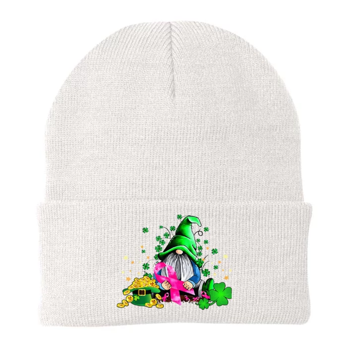 Breast Cancer Gnome St Patricks Day Pink Ribbon Awareness Knit Cap Winter Beanie