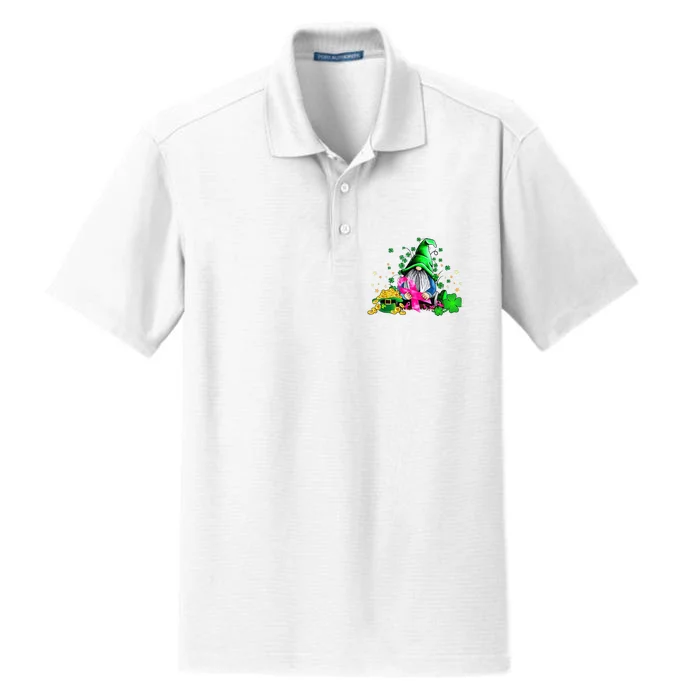 Breast Cancer Gnome St Patricks Day Pink Ribbon Awareness Dry Zone Grid Performance Polo