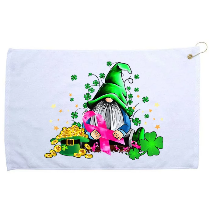 Breast Cancer Gnome St Patricks Day Pink Ribbon Awareness Grommeted Golf Towel