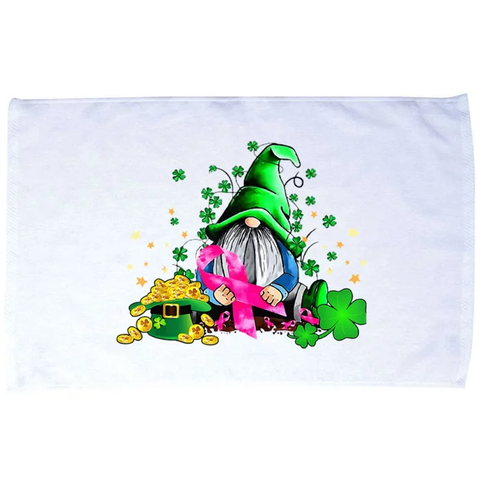 Breast Cancer Gnome St Patricks Day Pink Ribbon Awareness Microfiber Hand Towel