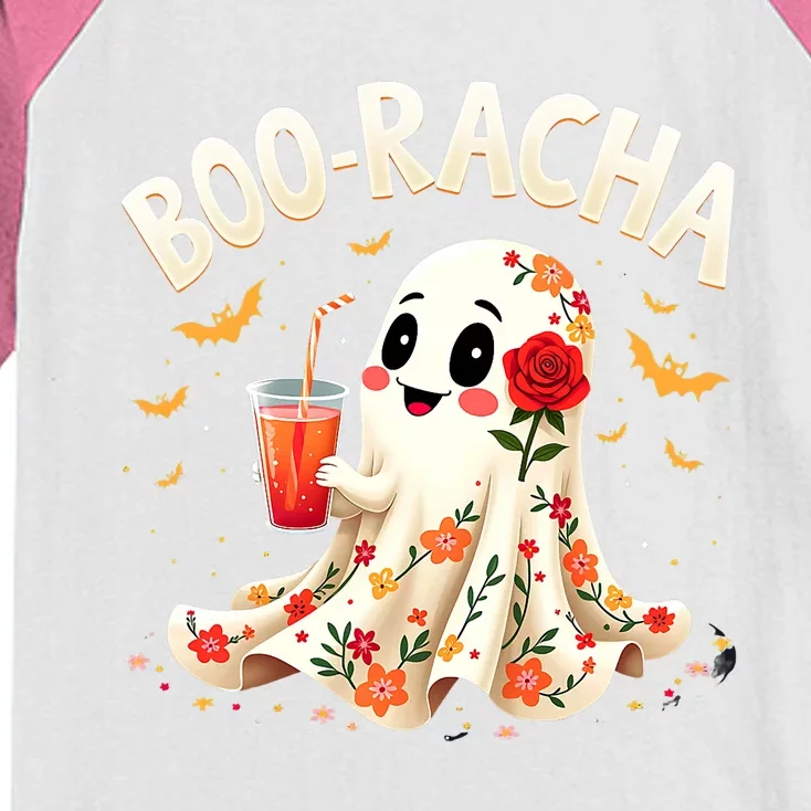 Booracha Cute Ghost Drink Fiesta Halloween Funny Kids Colorblock Raglan Jersey