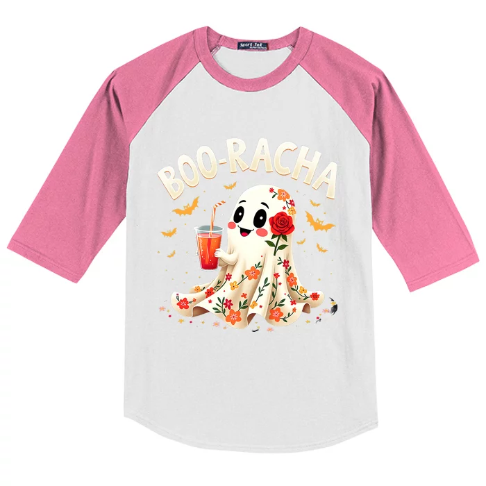 Booracha Cute Ghost Drink Fiesta Halloween Funny Kids Colorblock Raglan Jersey