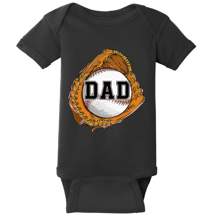 Baseball Catch Glove Baseball Dad Baseball for Fathers Day Baby Bodysuit