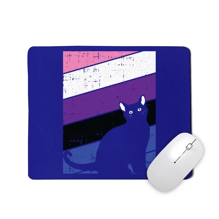 Black Cat Genderfluid Pride Kitten Lover Lgbtq Proud Ally Funny Gift Mousepad