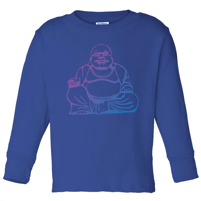 Buddha Cool Gift Blue Small Toddler Long Sleeve Shirt