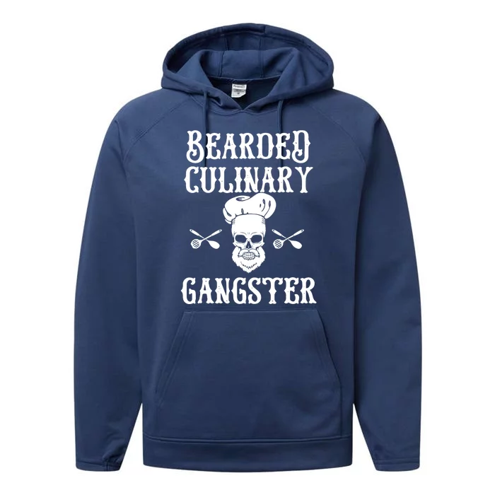 Bearded Culinary Gangster Vintage Cooking Guru Performance Fleece Hoodie