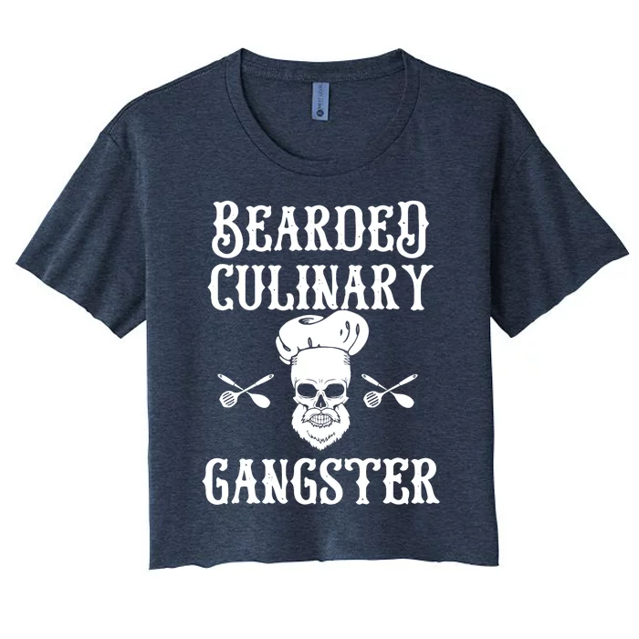 Bearded Culinary Gangster Vintage Cooking Guru Women's Crop Top Tee