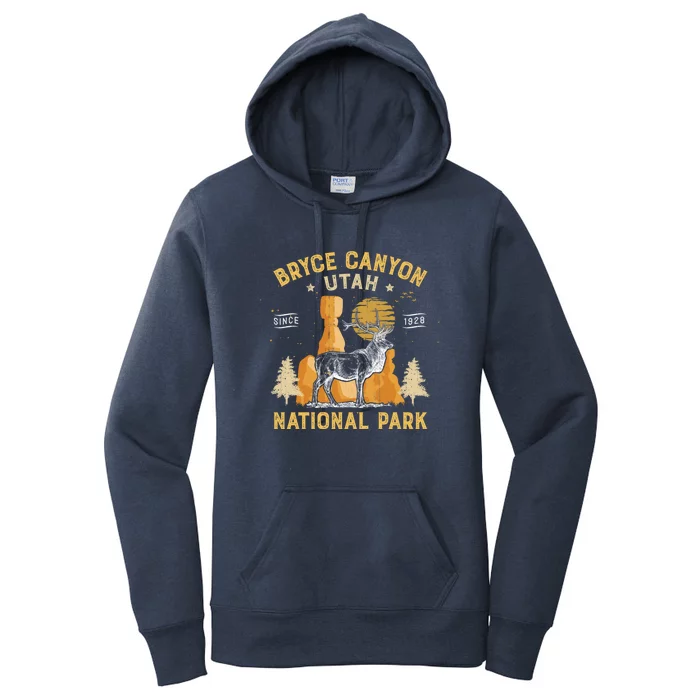 Bryce Canyon Gift National Park Vintage Utah Deer Gift Women's Pullover Hoodie