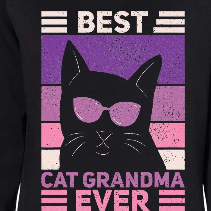 Best Cat Grandma Ever Women Cat Lover Funny Black Cat Themed Womens California Wash Sweatshirt